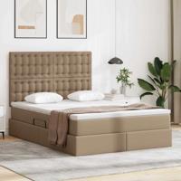 Opslag bed met matras Cappuccino 140 x 200 cm Nep Leer