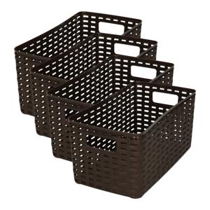 Opbergmand - 4x - Kastmand - rotan kunststof - donkerbruin - 5 Liter - 15 x 28 x 13 cm