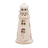 Vuurtoren beeld - creme - Aardewerk - 6 x 13 cm - klein - Decoratie