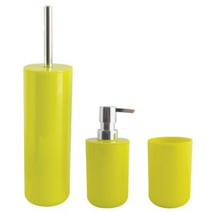 Toiletborstel in houder/zeeppompje/beker badkamer set Moods - kunststof - appel/lime groen