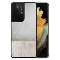 Samsung Galaxy S21 Ultra Houten Print Telefoonhoesje Wood Concrete Samsung Galaxy S21 Ultra Houten Print Telefoonhoesje Wood Concrete