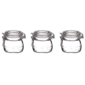 3x Glazen confituren potten/weckpotten 500 ml met beugelsluiting en rubberen ring - Weckpotten