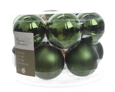 Kerstbal glas glans-mat diameter 5cm Dennen groen - Ksd