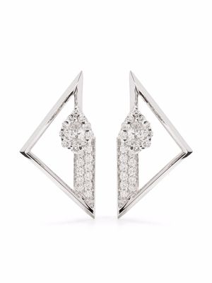 Yeprem puces d'oreilles en or blanc 18ct pavées de diamants - Argent