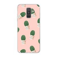 Cactusprint roze: Samsung Galaxy A6 Plus (2018) Transparant Hoesje