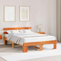 Bedframe met hoofdeinde Bruin 150 x 200 cm Massief grenenhout