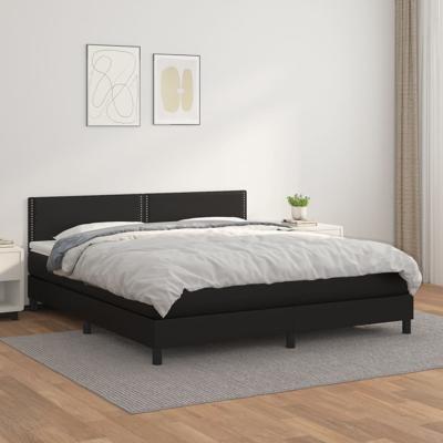 Boxspring met matras kunstleer zwart 180x200 cm