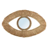 De Raffia Eye Spiegel - Naturel - M De Raffia Eye Spiegel - Naturel - M