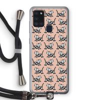 Zwarte poes: Samsung Galaxy A21s Transparant Hoesje met koord