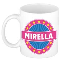 Mirella voornaam koffiemok - beker - wit/roze - 300 ml - Cadeau - Dames - Collega - Moederdag
