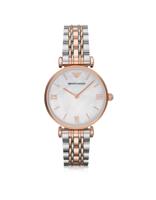 Emporio Armani Dames Retro parelmoer tweekleurig roestvrijstalen horloge AR1683 Emporio Armani Dames Retro parelmoer tweekleurig roestvrijstalen horloge AR1683