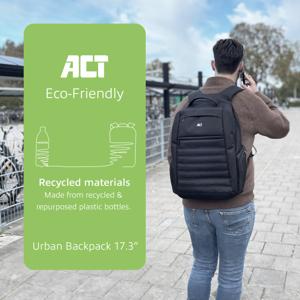 ACT Urban laptop rugzak 17,3", gemaakt van gerecyclede plastic flessen