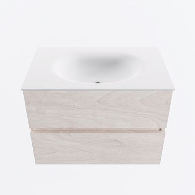MONDIAZ VICA 70cm badmeubel onderkast Underlayment 2 lades. Wastafel MOON midden zonder kraangat, kleur Talc.