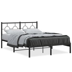 Bedframe met hoofdbord metaal zwart 140x200 cm