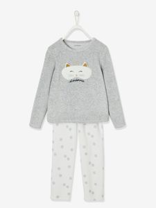 Fluwelen pyjama "kattenmasker" meisje grijs