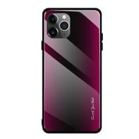 Voor iPhone 11 Pro Max Carbon Fiber textuur gradiënt kleur glas geval (magenta)