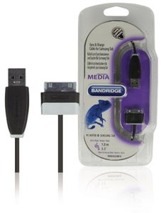 Bandridge Data en Oplaadkabel Samsung 30-Pins Male naar USB A Male 1 m Zwart | 1 stuks - BBM39200B10 BBM39200B10