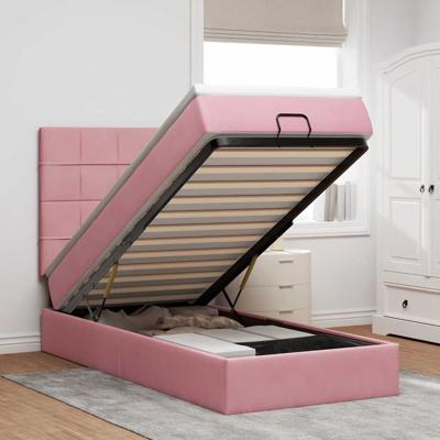 Ottoman bed met matrassen en LED's 100x200cm fluweel roze