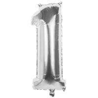 Boland Folie ballon nummer &apos;1&apos; zilver 86cm