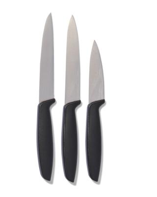HEMA Keukenmessen - 3 Stuks (zwart)