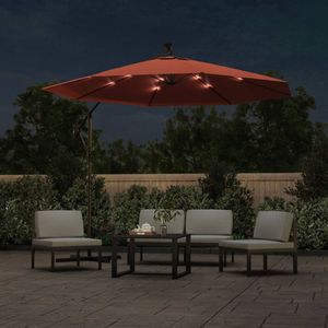 The Living Store Hangende Parasol - Terracotta - 300 x 254 cm - LED-verlichting