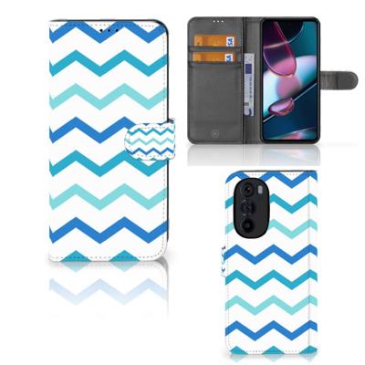 Motorola Edge 30 Pro | Telefoon Hoesje | Zigzag Blauw