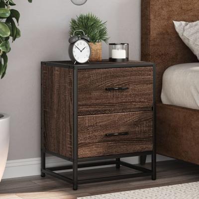 Nachtkastjes 2 st 40x31x50 cm bewerkt hout bruin eikenkleurig