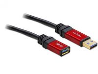 Delock USB-kabel USB 3.2 Gen1 (USB 3.0 / USB 3.1 Gen1) USB-A stekker, USB-A bus 5.00 m Rood, Zwart Vergulde steekcontacten, UL gecertificeerd 82755