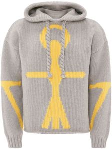 JW Anderson hoodie en maille intarsia à logo Anchor - Gris