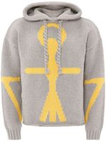 JW Anderson hoodie en maille intarsia à logo Anchor - Gris