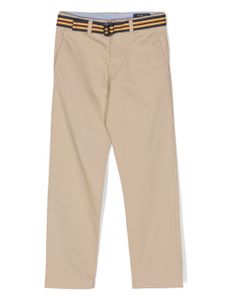 POLO RALPH LAUREN KIDS pantalon chino droit à taille ceinturée - Marron