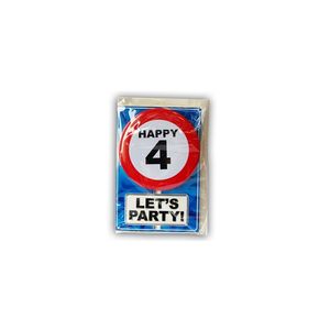 Happy Birthday kaart met button 4 jaar