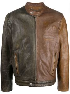 Golden Goose veste de moto Ilario en cuir colour block - Marron