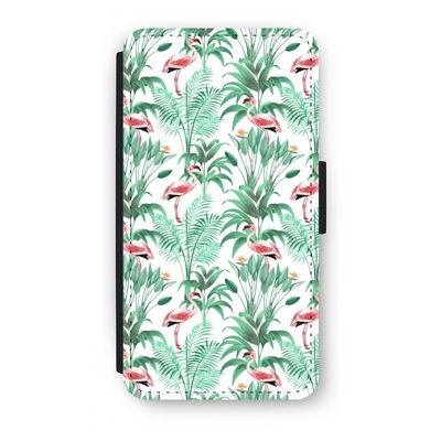 Flamingo bladeren: iPhone X Flip Hoesje