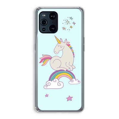 Regenboog eenhoorn: Oppo Find X3 Pro Transparant Hoesje