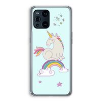 Regenboog eenhoorn: Oppo Find X3 Pro Transparant Hoesje