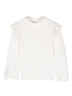 Monnalisa t-shirt à logo strassé - Blanc