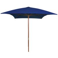 VidaXL Parasol met houten paal 200x300 cm blauw