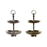 Fruitschaal DKD Home Decor Gouden Zilverkleurig Aluminium 22 x 22 x 31 cm (2 Stuks)