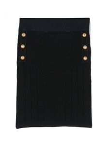 Balmain Kids jupe nervurée à boutons décoratifs - Bleu