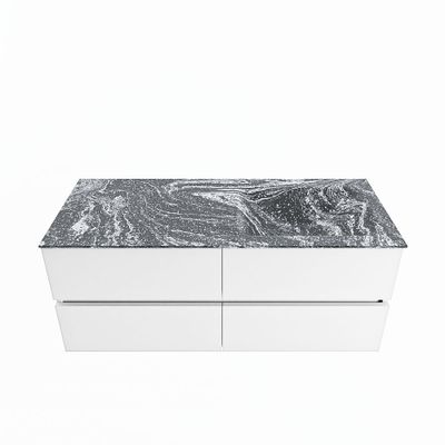 MONDIAZ VICA-DLUX 120cm badmeubel onderkast Talc 4 lades. Inbouw wastafel CLOUD rechts zonder kraangat, kleur Lava.