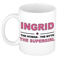 Ingrid cadeau mok - Woman Myth Supergirl - naam koffiemok - 300 ml - collega - moederdag