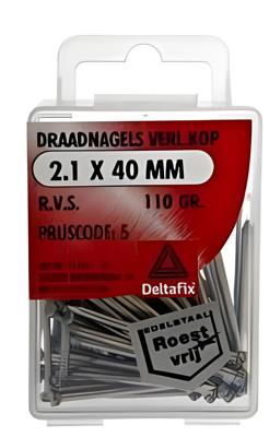 Draadnagel bk 2.1x40mm rvs 110gr - Deltafix
