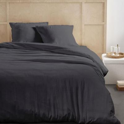 Bedset - TODAY - 123323 - 2 personen - 240x220cm - Effen katoenen gaas - Houtskool
