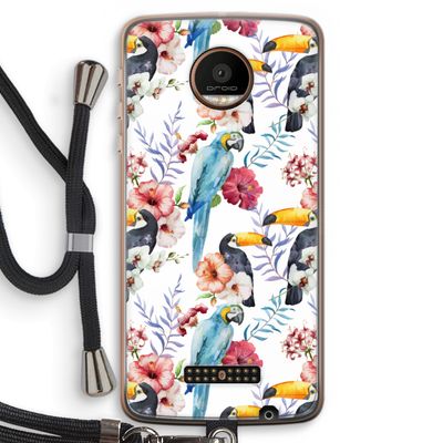 Bloemen tukan: Motorola Moto Z Force Transparant Hoesje met koord