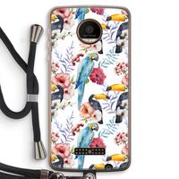 Bloemen tukan: Motorola Moto Z Force Transparant Hoesje met koord