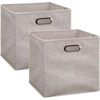 Opbergmand/kastmand beige - Set van 2x stuks - linnen - 29 liter - 31 x 31 x 31 cm - Opbergbox - Vak