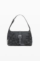 Middelgrote tas met bloemenapplicaties - BLACK - U