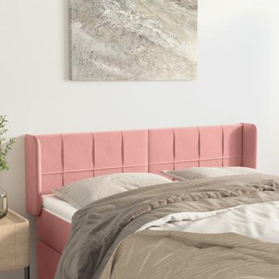 Hoofdbord met randen 147x16x78/88 cm fluweel roze