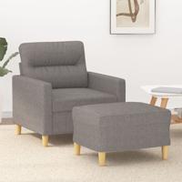 Fauteuil met voetenbank 60 cm stof taupe